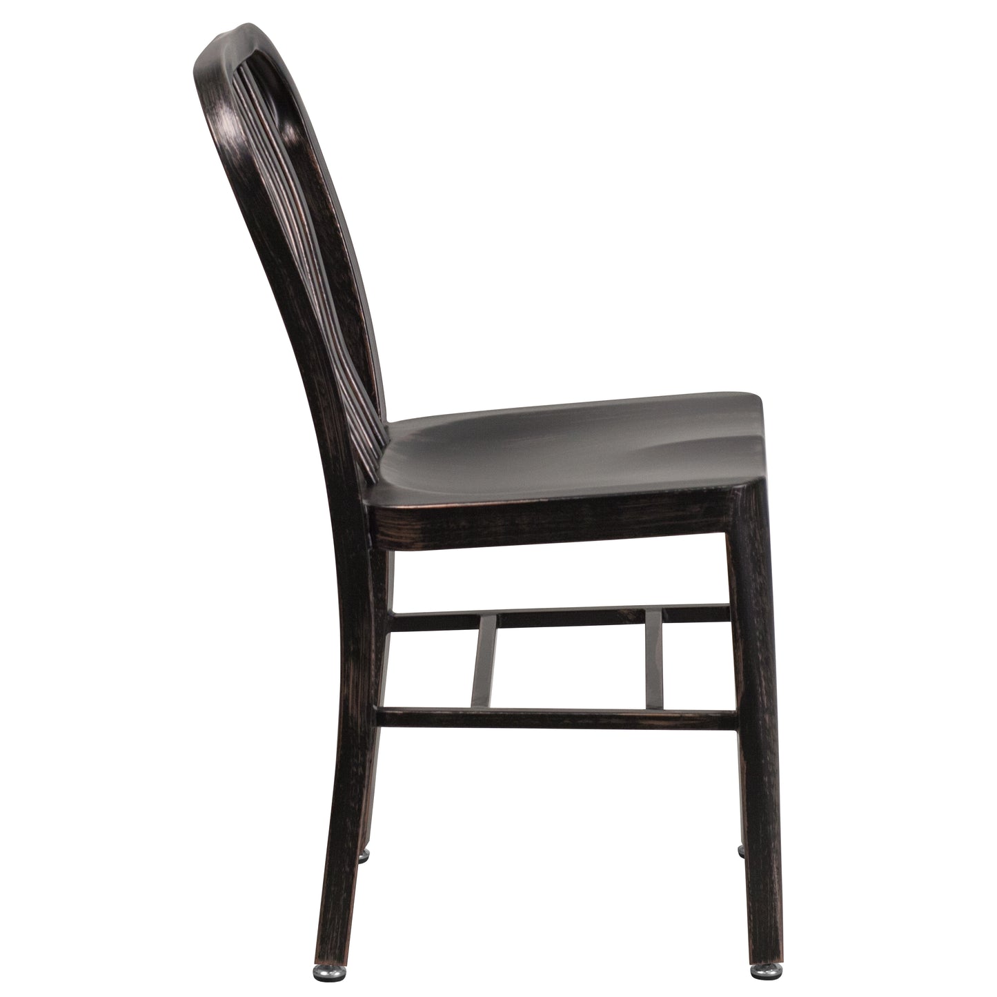 Gael Commercial Grade Black-Antique Gold Metal Indoor-Outdoor Chair Black-Antique Gold