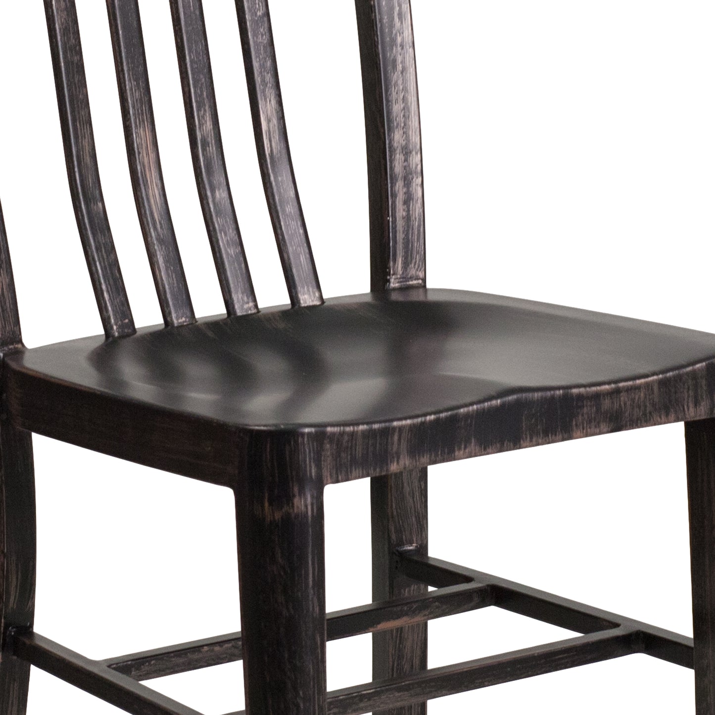 Gael Commercial Grade Black-Antique Gold Metal Indoor-Outdoor Chair Black-Antique Gold