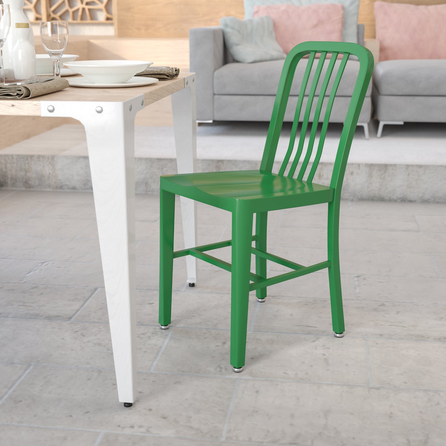 Gael Commercial Grade Green Metal Indoor-Outdoor Chair Green