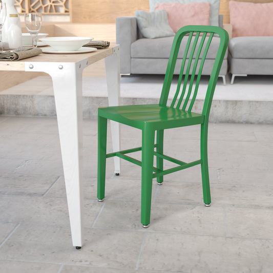 Gael Commercial Grade Green Metal Indoor-Outdoor Chair Green