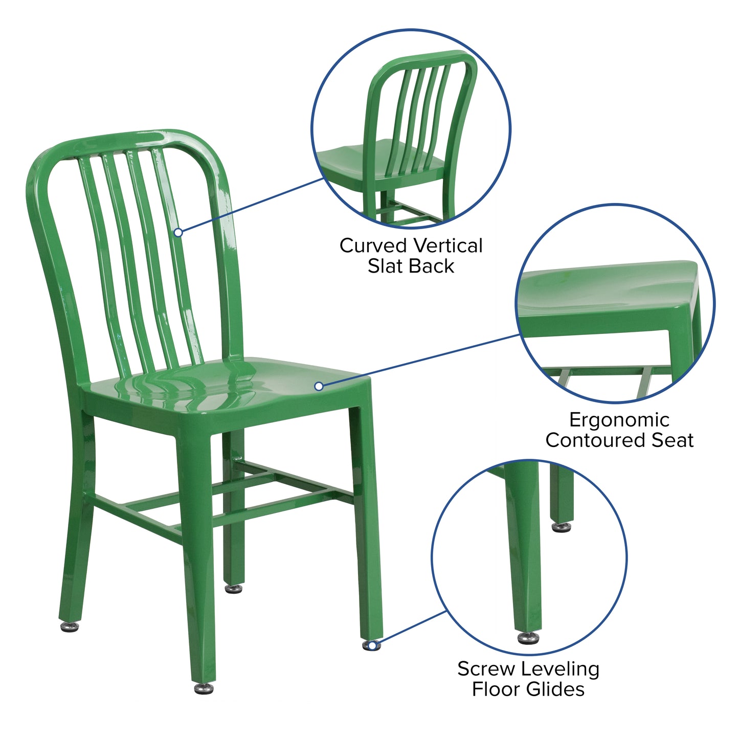 Gael Commercial Grade Green Metal Indoor-Outdoor Chair Green