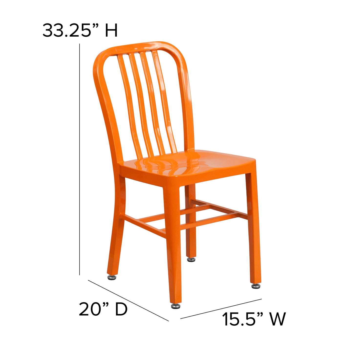 Gael Commercial Grade Orange Metal Indoor-Outdoor Chair Orange