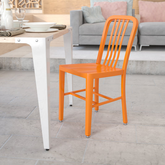 Gael Commercial Grade Orange Metal Indoor-Outdoor Chair Orange