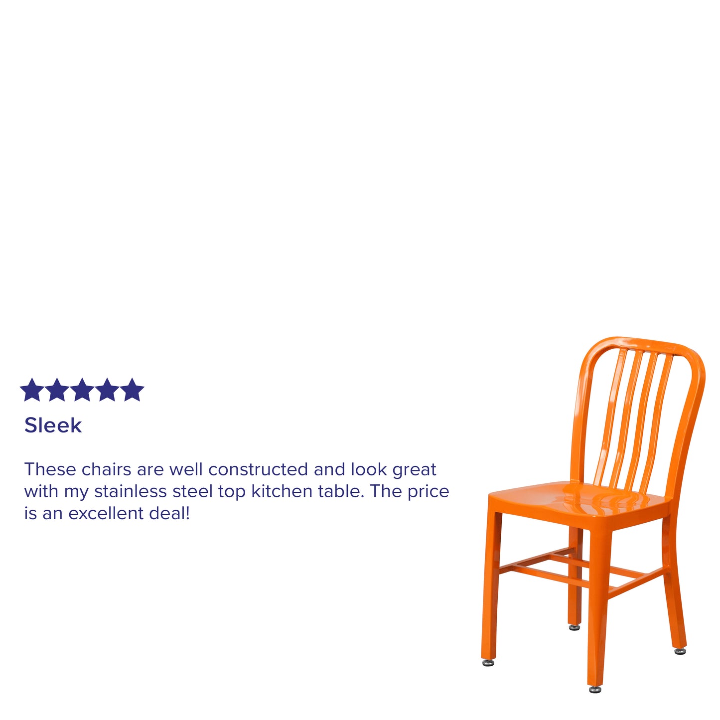 Gael Commercial Grade Orange Metal Indoor-Outdoor Chair Orange