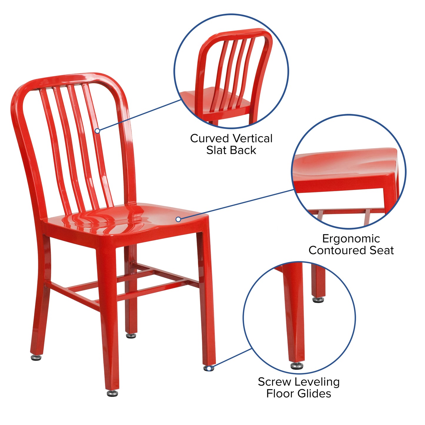 Gael Commercial Grade Red Metal Indoor-Outdoor Chair Red