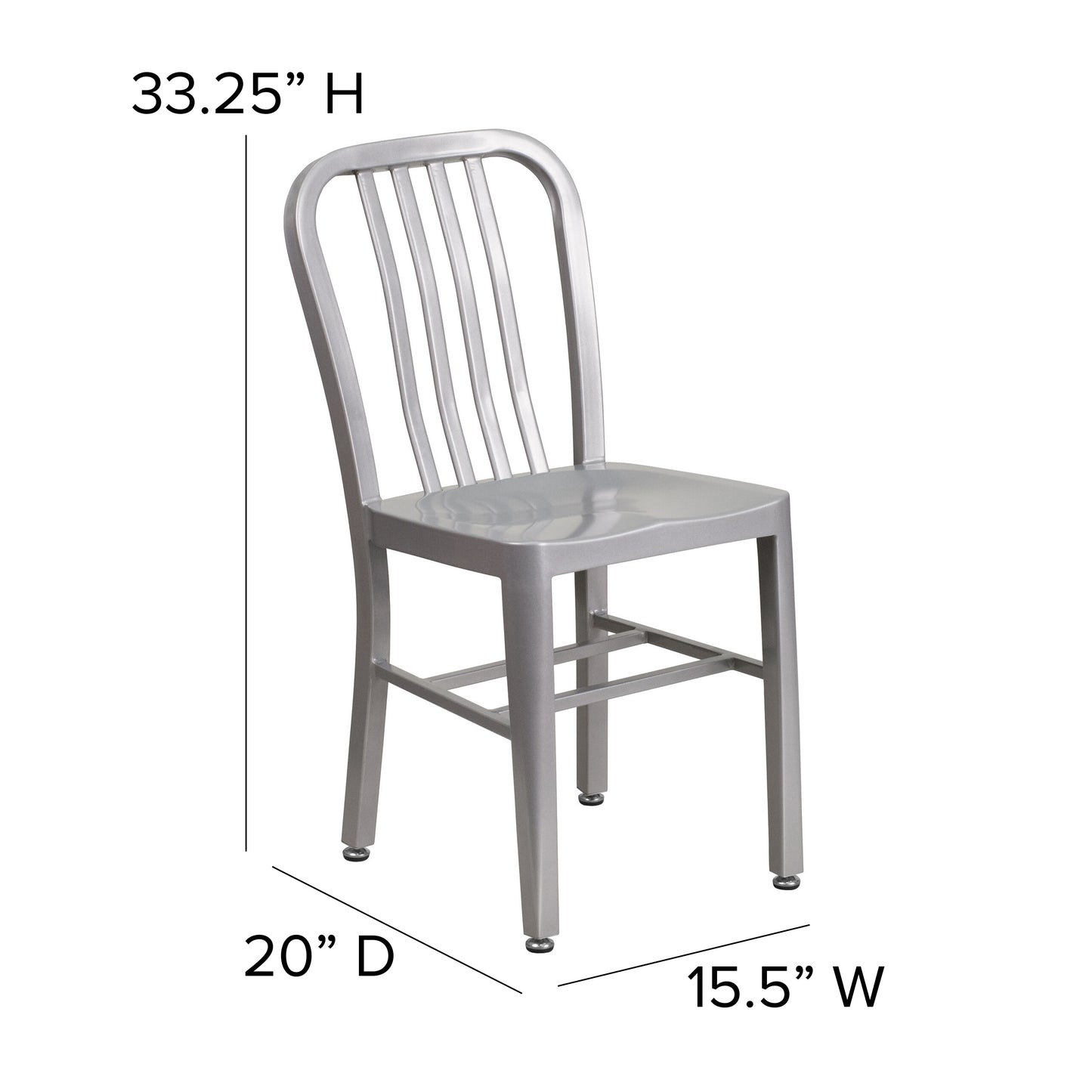 Gael Commercial Grade Silver Metal Indoor-Outdoor Chair Silver