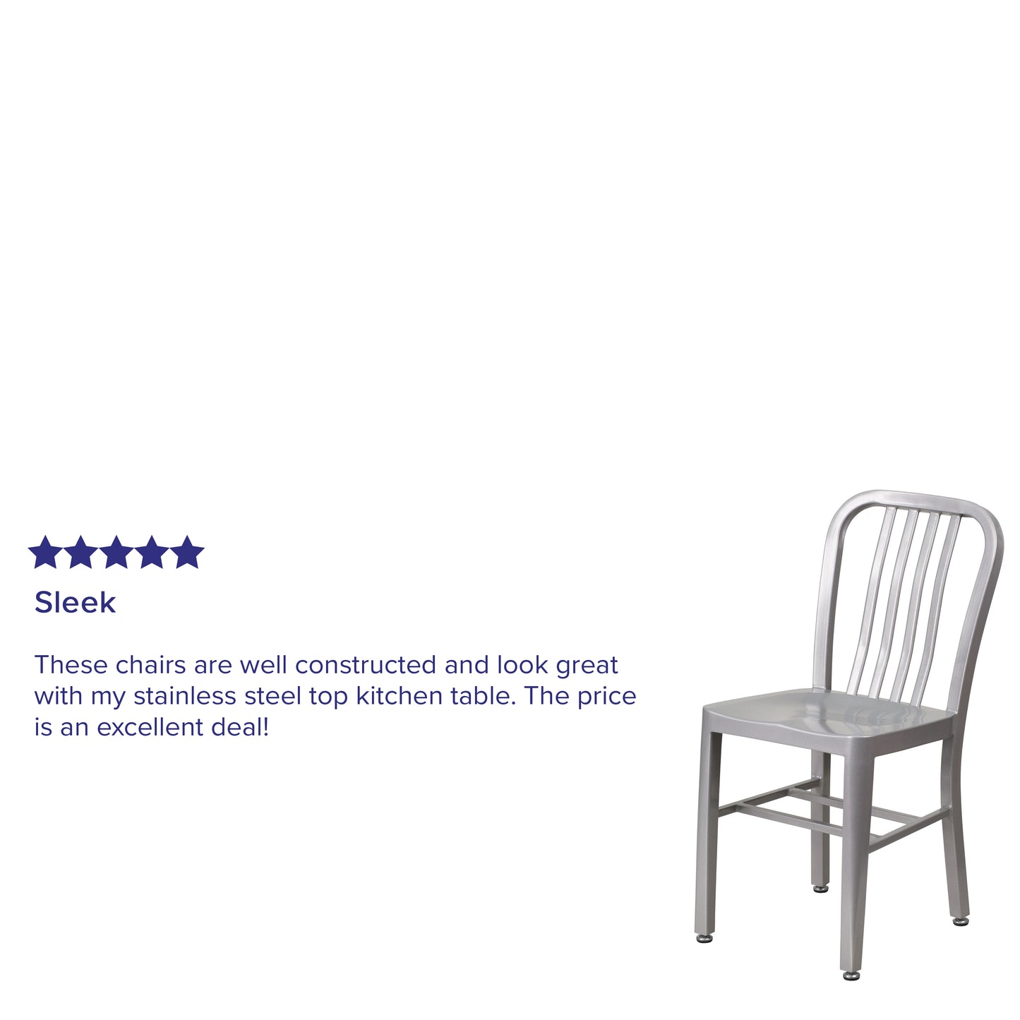 Gael Commercial Grade Silver Metal Indoor-Outdoor Chair Silver