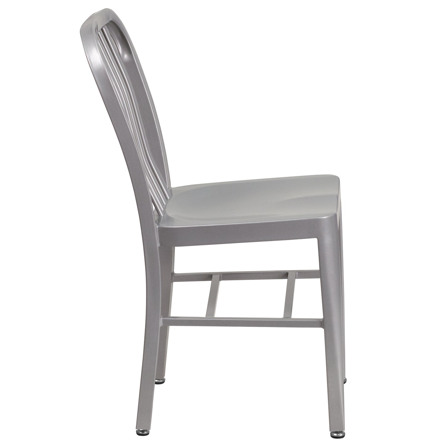 Gael Commercial Grade Silver Metal Indoor-Outdoor Chair Silver
