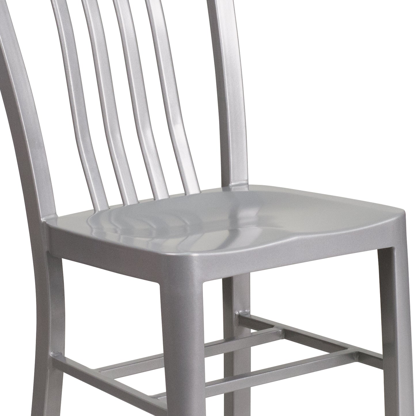 Gael Commercial Grade Silver Metal Indoor-Outdoor Chair Silver