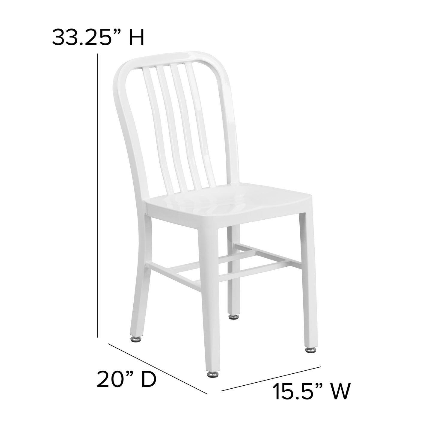 Gael Commercial Grade White Metal Indoor-Outdoor Chair White