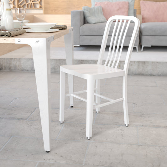Gael Commercial Grade White Metal Indoor-Outdoor Chair White