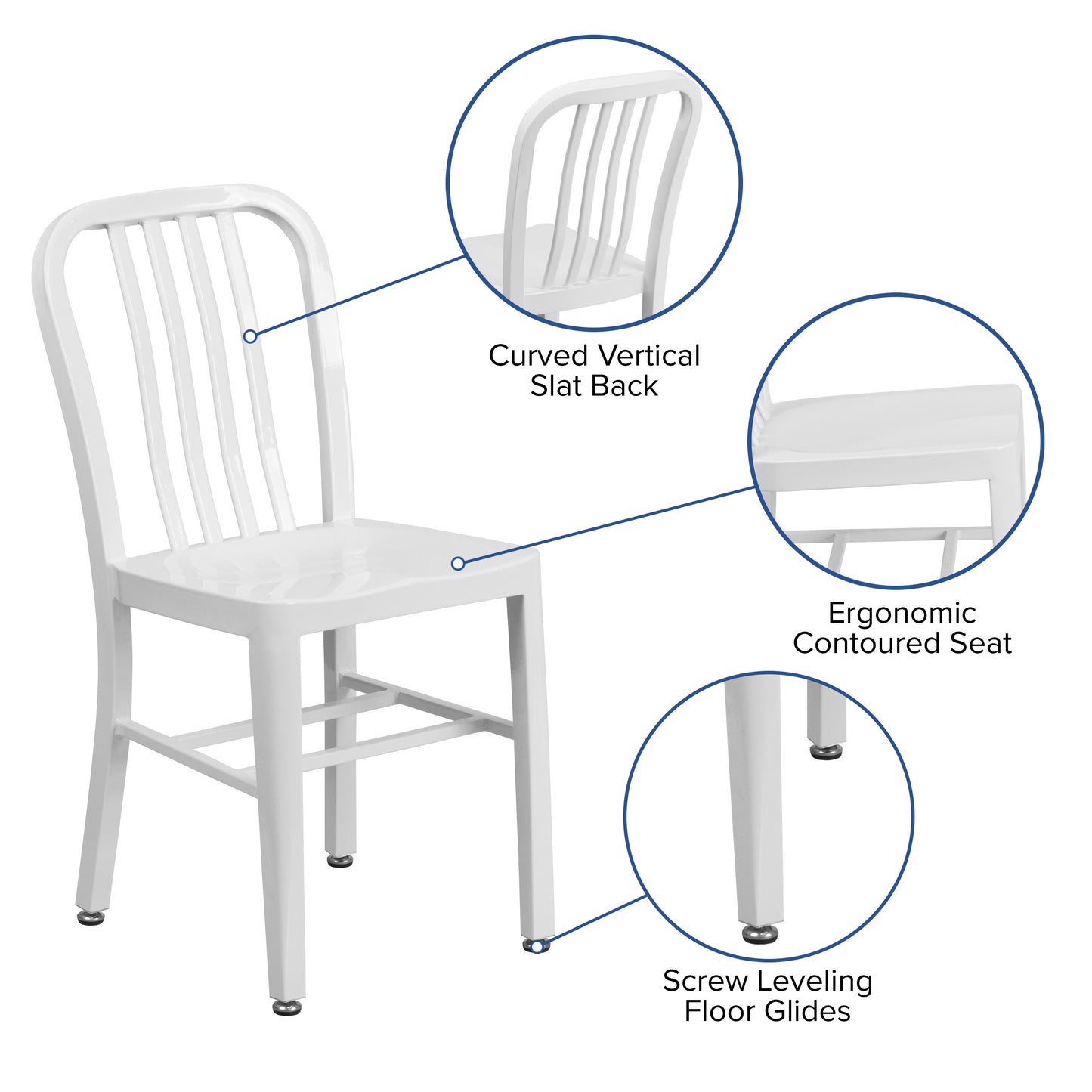 Gael Commercial Grade White Metal Indoor-Outdoor Chair White