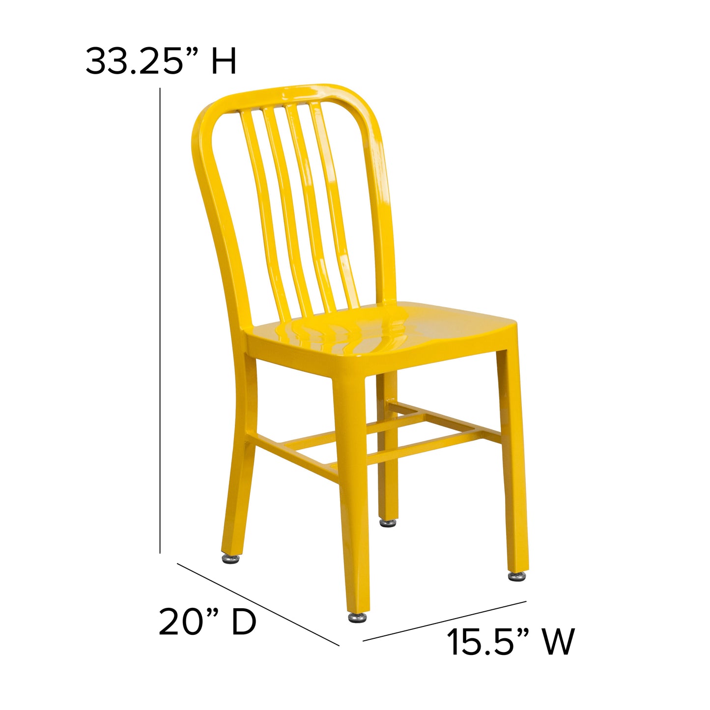 Gael Commercial Grade Yellow Metal Indoor-Outdoor Chair Yellow