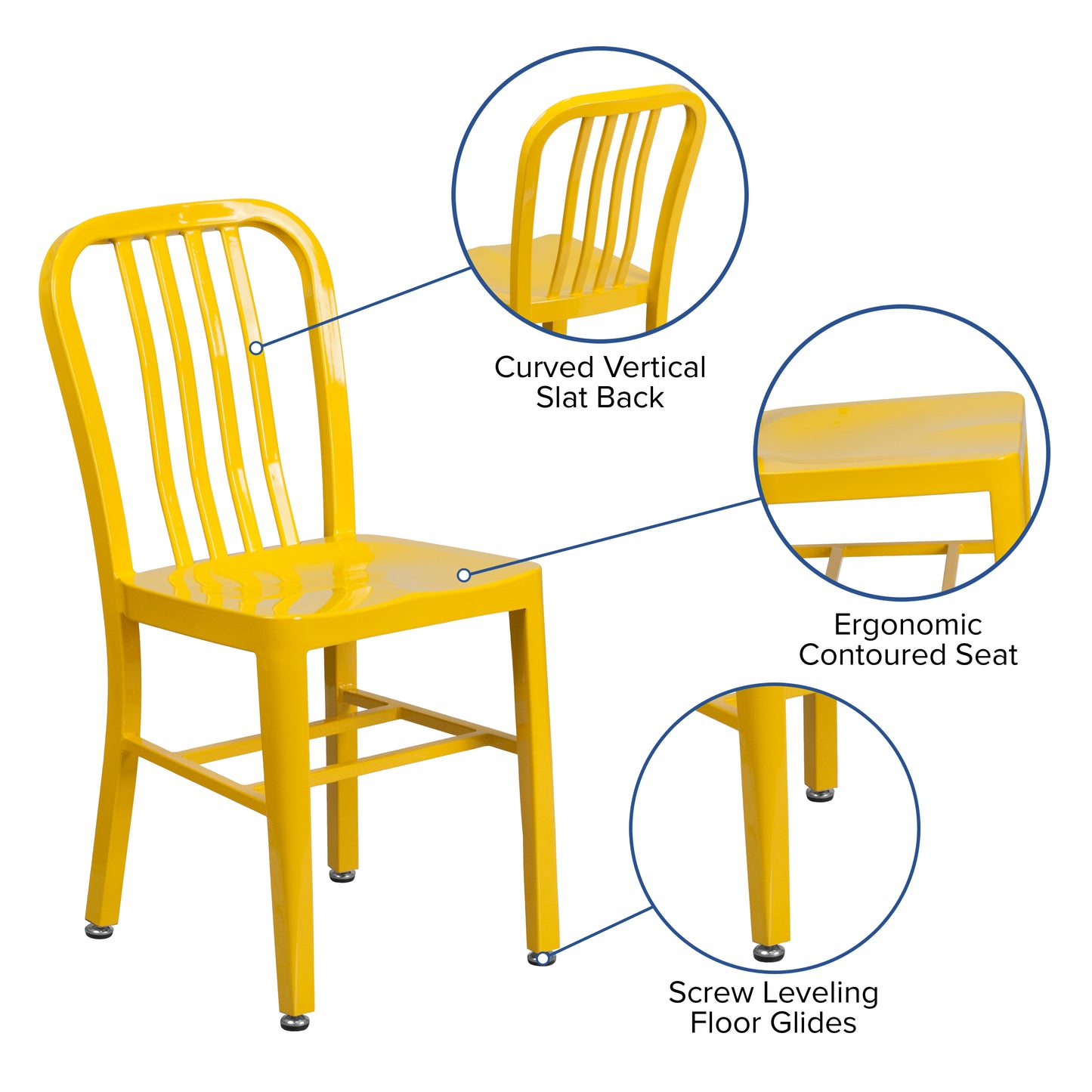 Gael Commercial Grade Yellow Metal Indoor-Outdoor Chair Yellow