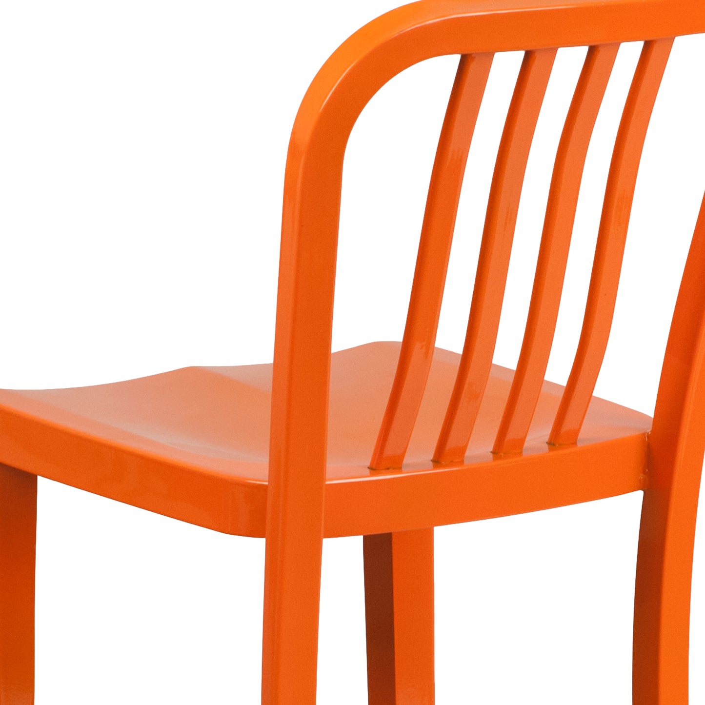 Gael Commercial Grade 30" High Orange Metal Indoor-Outdoor Barstool with Vertical Slat Back Orange