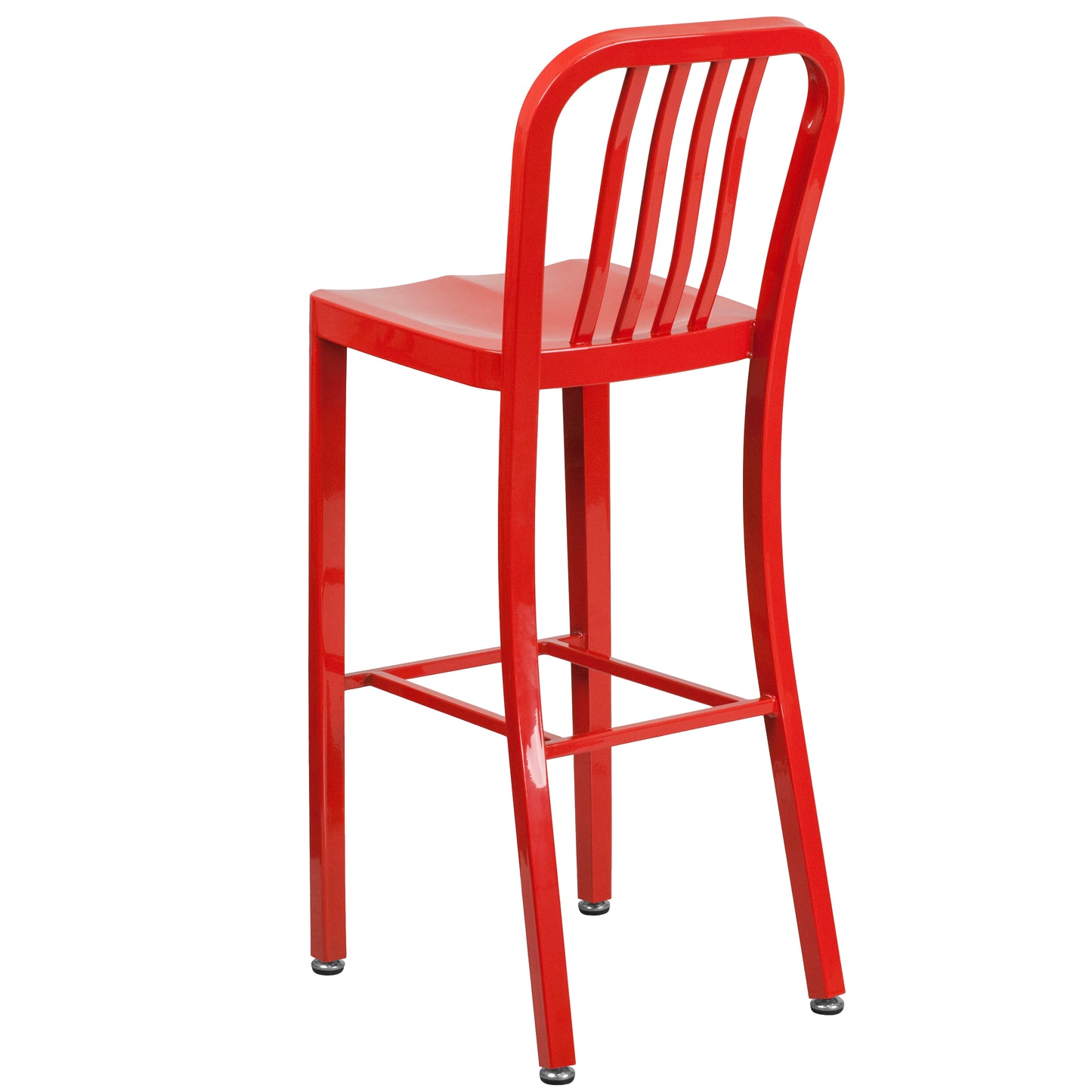 Gael Commercial Grade 30" High Red Metal Indoor-Outdoor Barstool with Vertical Slat Back Red CH-61200-30-RED-GG