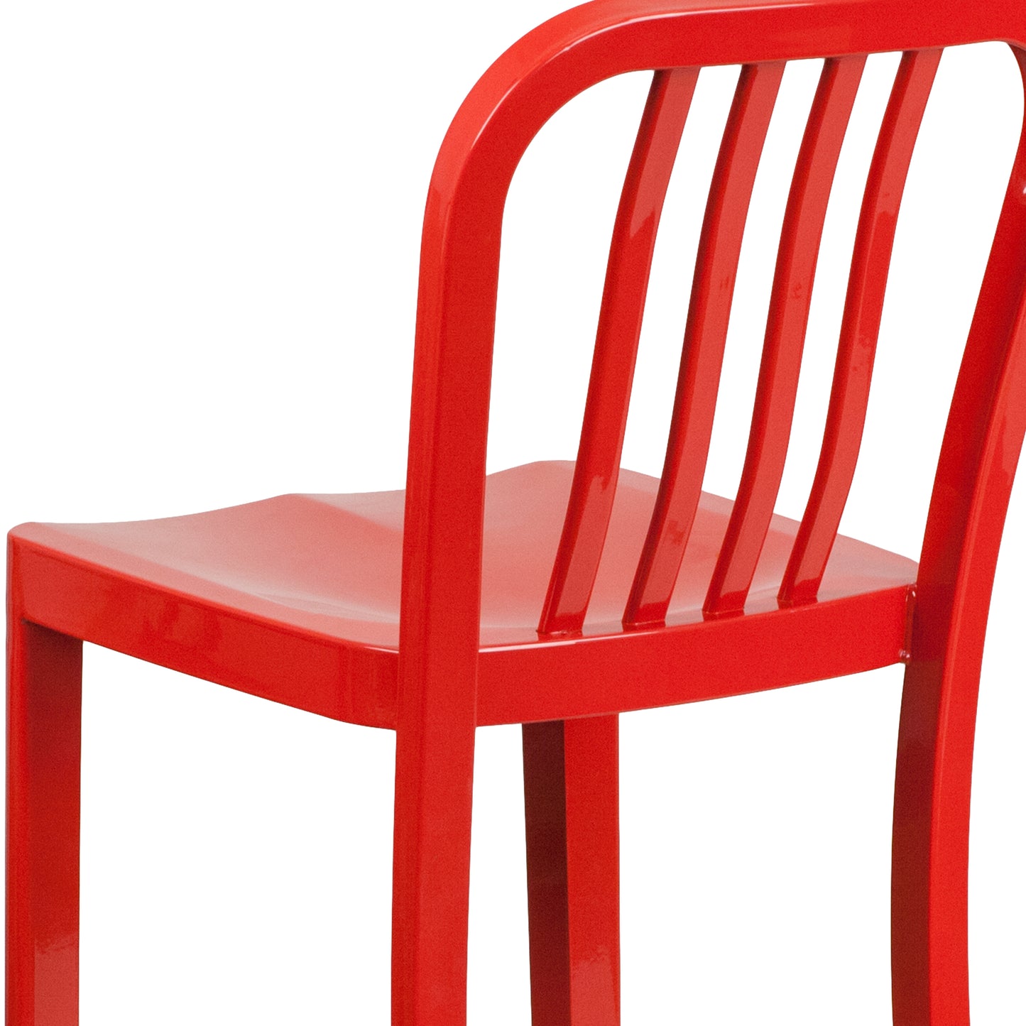 Gael Commercial Grade 30" High Red Metal Indoor-Outdoor Barstool with Vertical Slat Back Red CH-61200-30-RED-GG