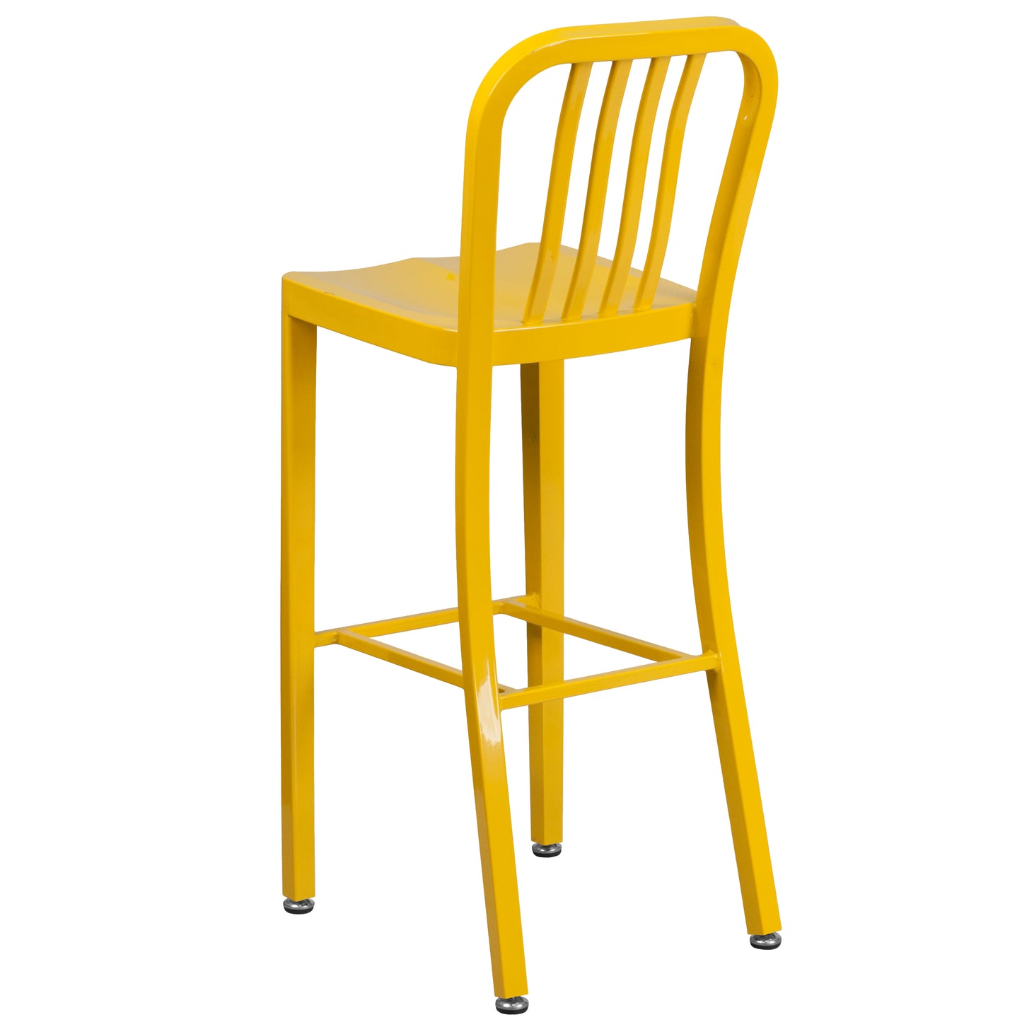 Gael Commercial Grade 30" High Yellow Metal Indoor-Outdoor Barstool with Vertical Slat Back Yellow