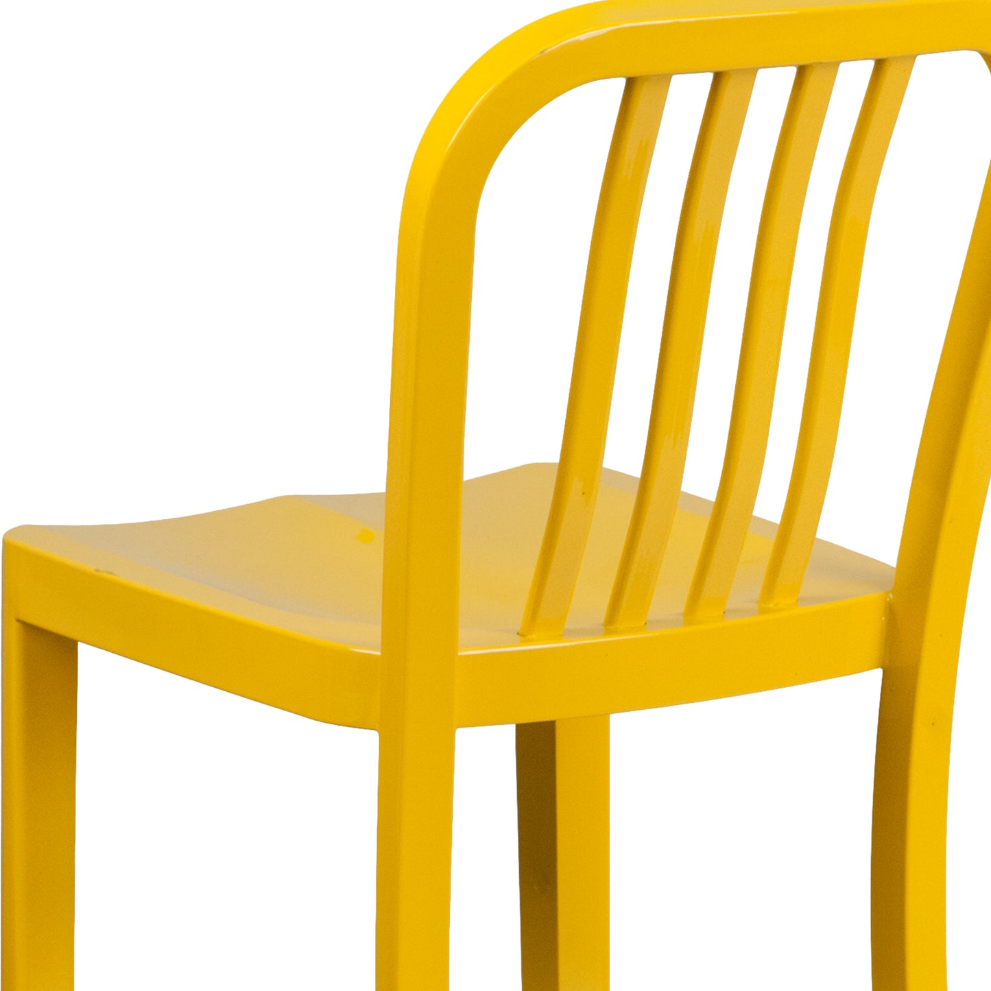 Gael Commercial Grade 30" High Yellow Metal Indoor-Outdoor Barstool with Vertical Slat Back Yellow