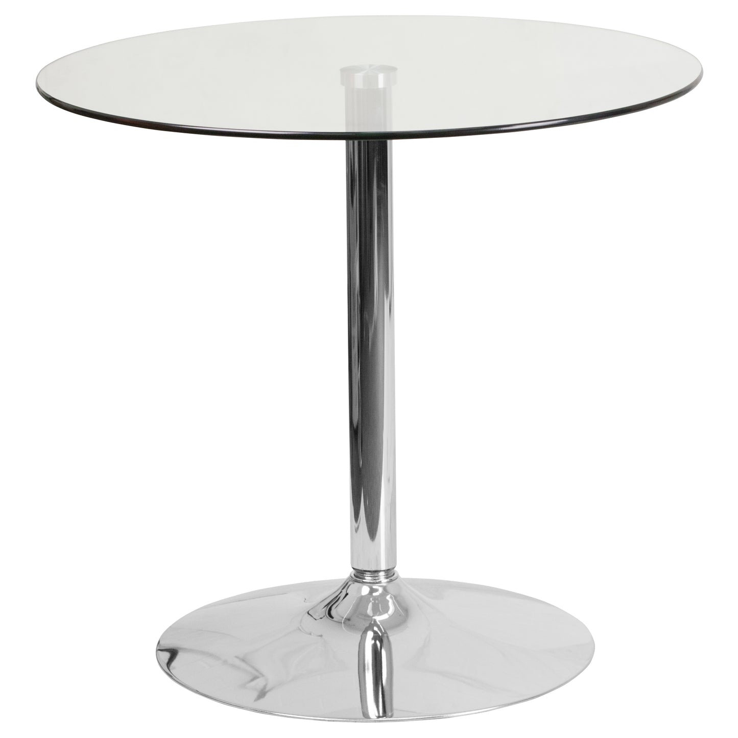 Hills 31.5'' Round Glass Table with 29''H Chrome Base Clear Top/Chrome Frame