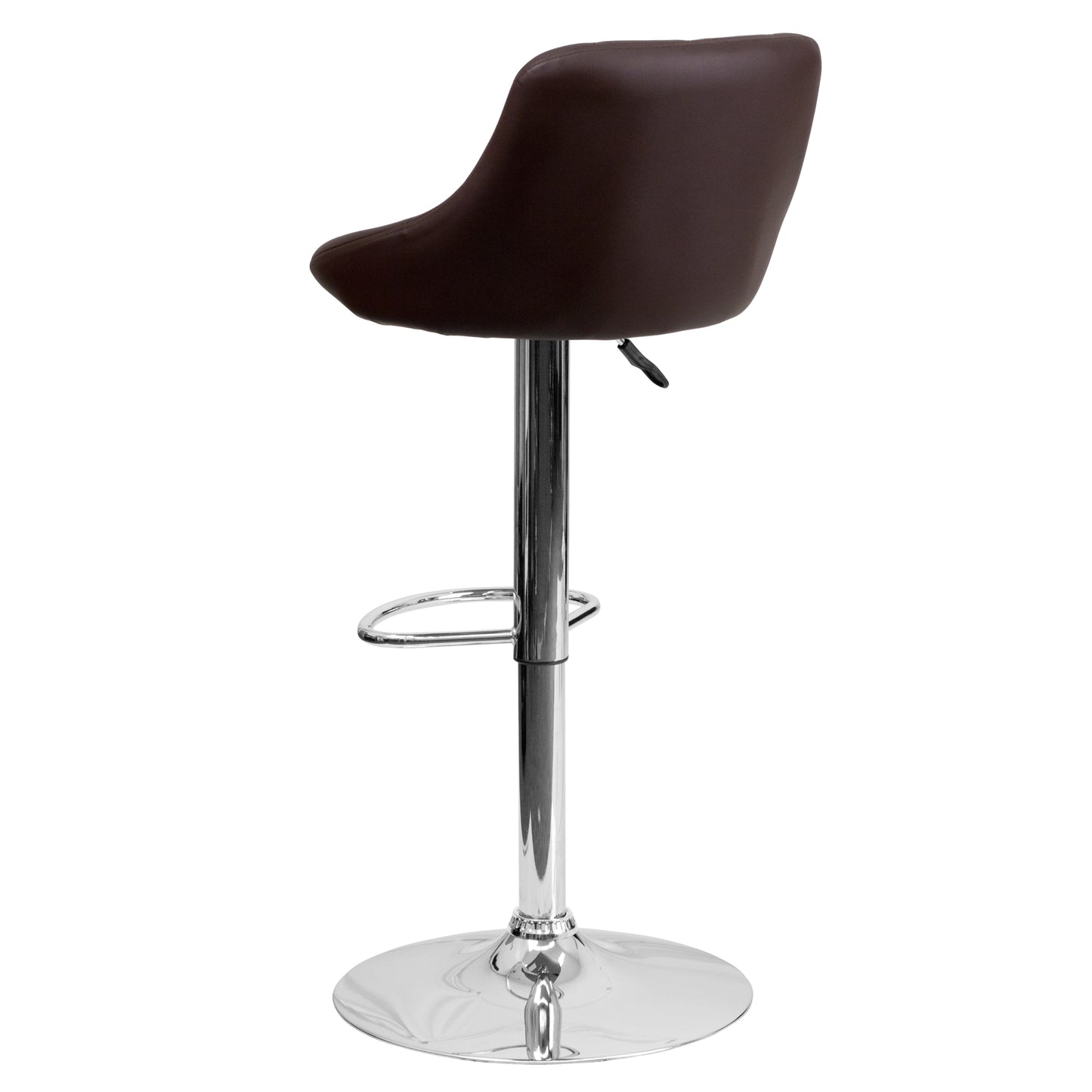 Dale Contemporary Brown Vinyl Bucket Seat Adjustable Height Barstool with Diamond Pattern Back and Chrome Base Brown