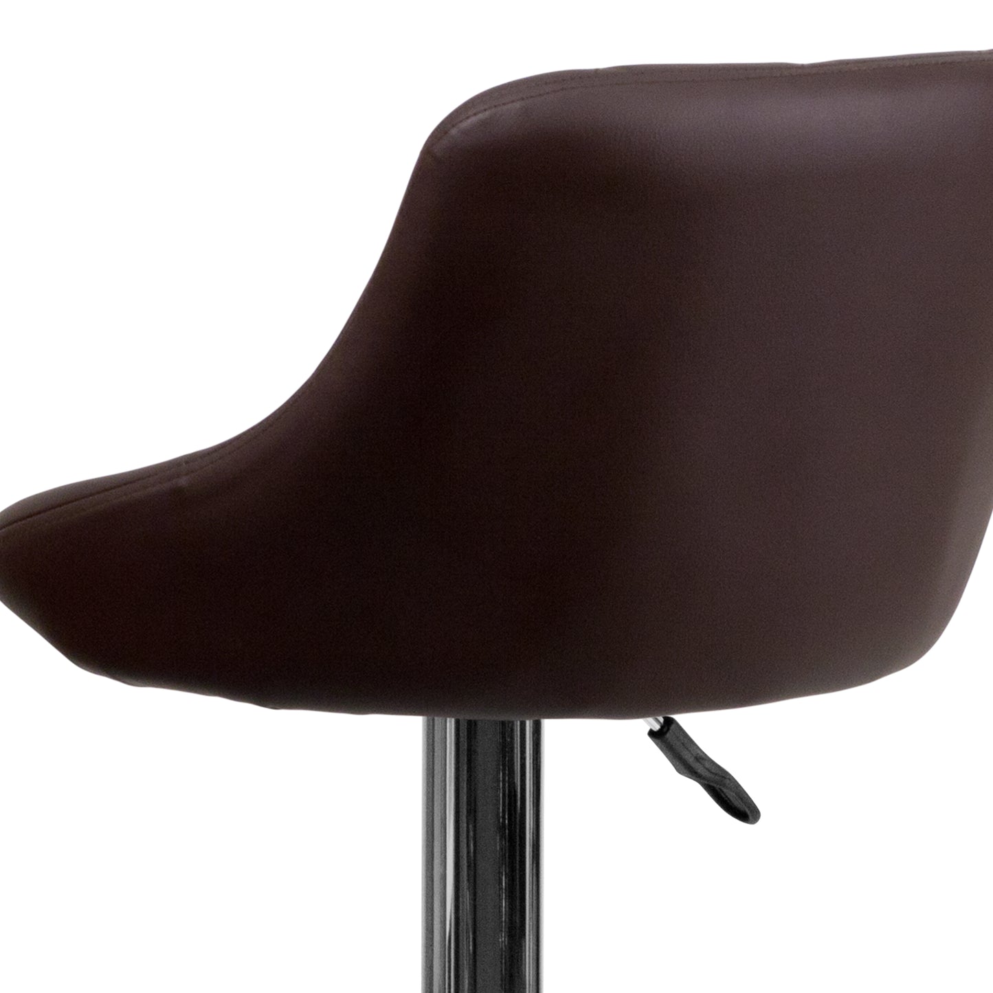 Dale Contemporary Brown Vinyl Bucket Seat Adjustable Height Barstool with Diamond Pattern Back and Chrome Base Brown