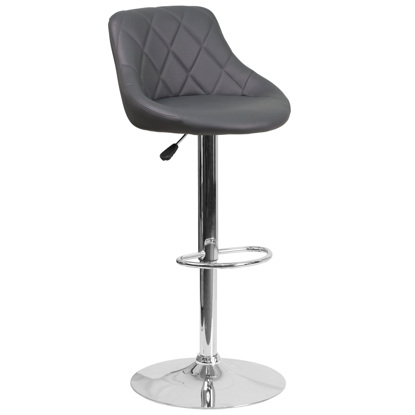 Dale Contemporary Gray Vinyl Bucket Seat Adjustable Height Barstool with Chrome Base Gray