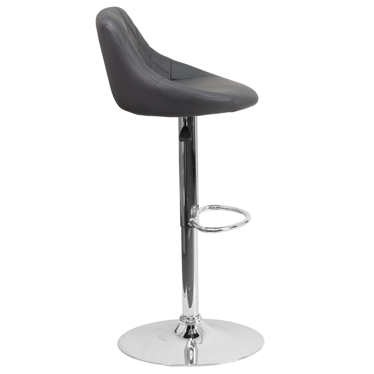 Dale Contemporary Gray Vinyl Bucket Seat Adjustable Height Barstool with Chrome Base Gray