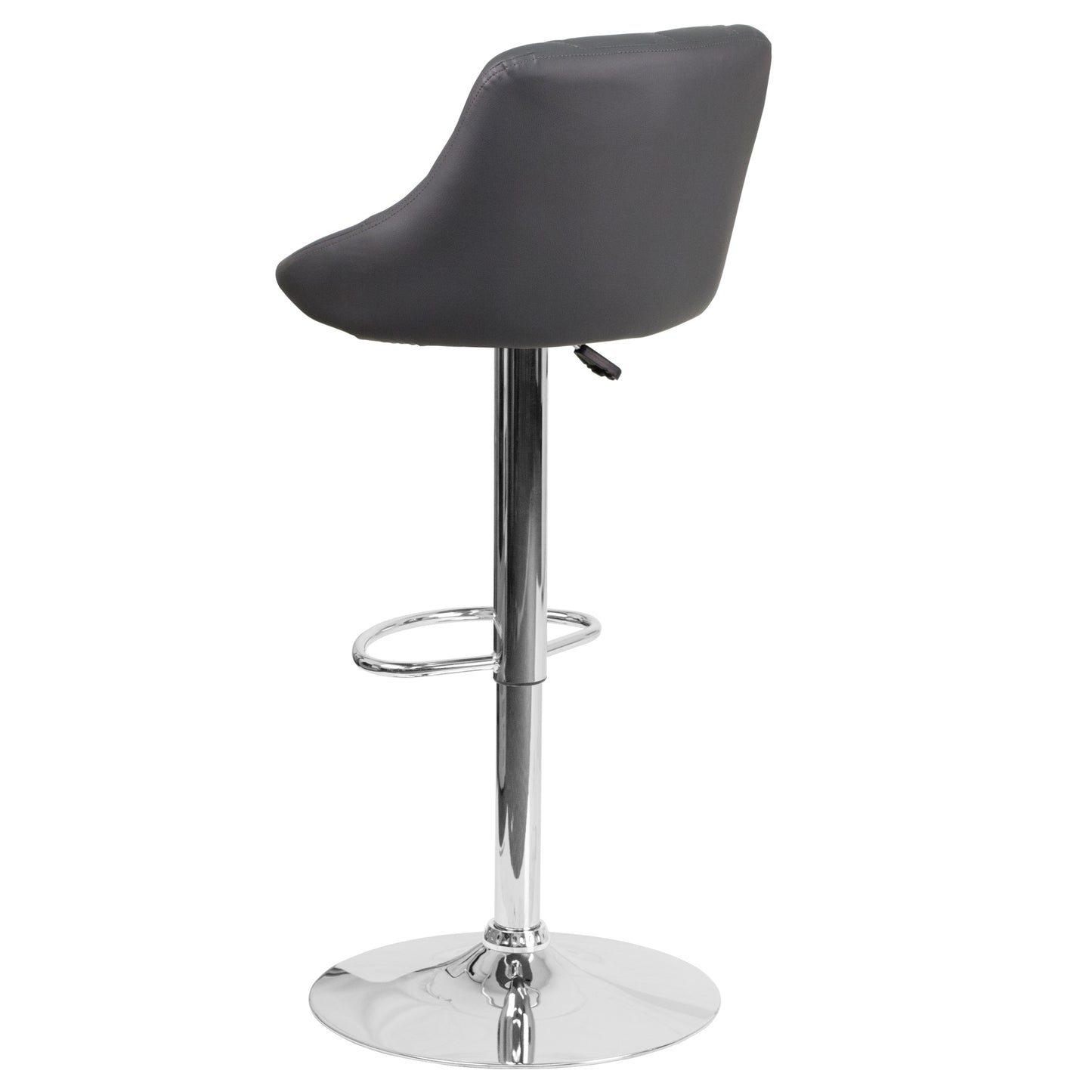Dale Contemporary Gray Vinyl Bucket Seat Adjustable Height Barstool with Chrome Base Gray