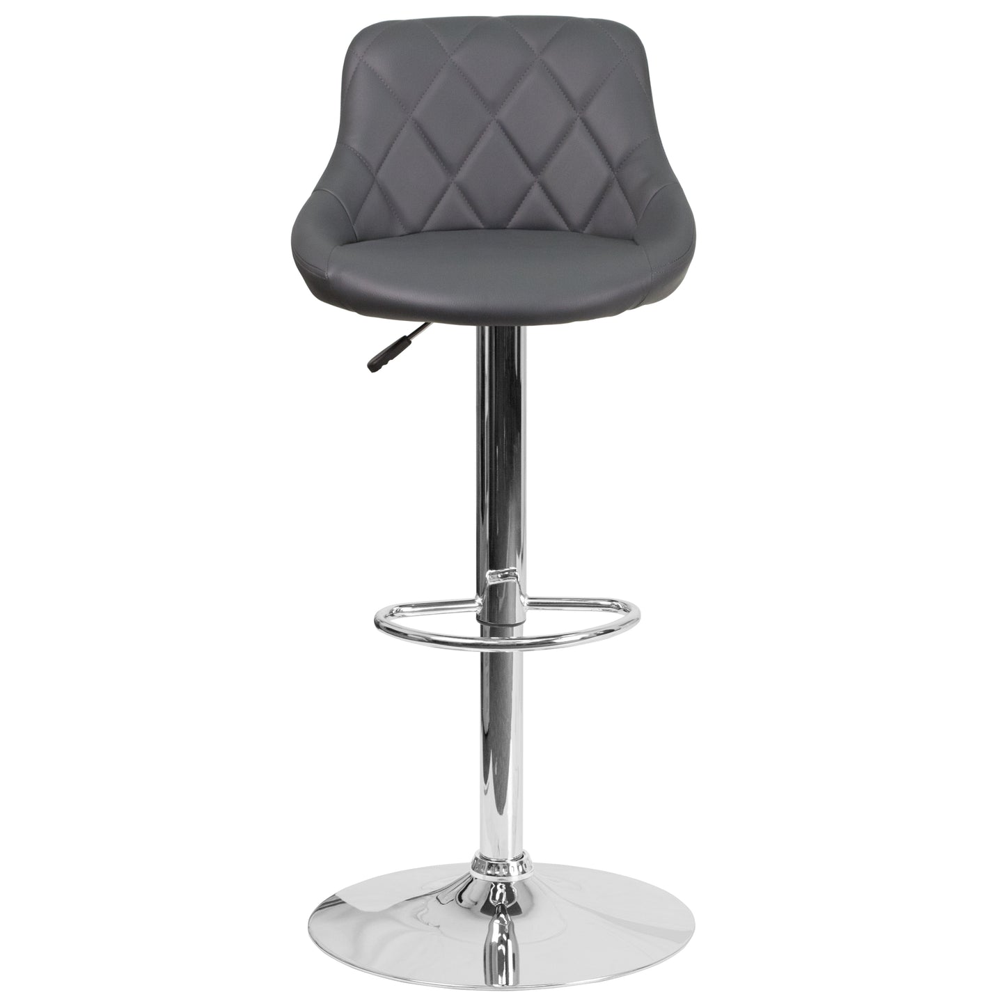 Dale Contemporary Gray Vinyl Bucket Seat Adjustable Height Barstool with Chrome Base Gray