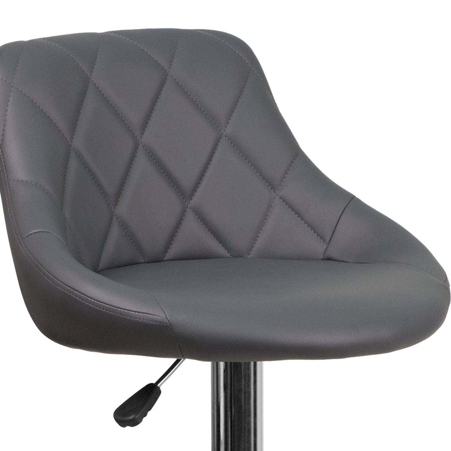 Dale Contemporary Gray Vinyl Bucket Seat Adjustable Height Barstool with Chrome Base Gray