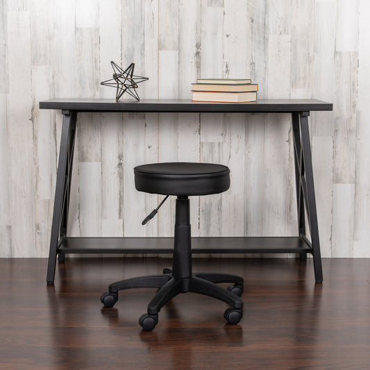 Baker Black Adjustable Doctors Stool on Wheels with Ergonomic Molded Seat Black