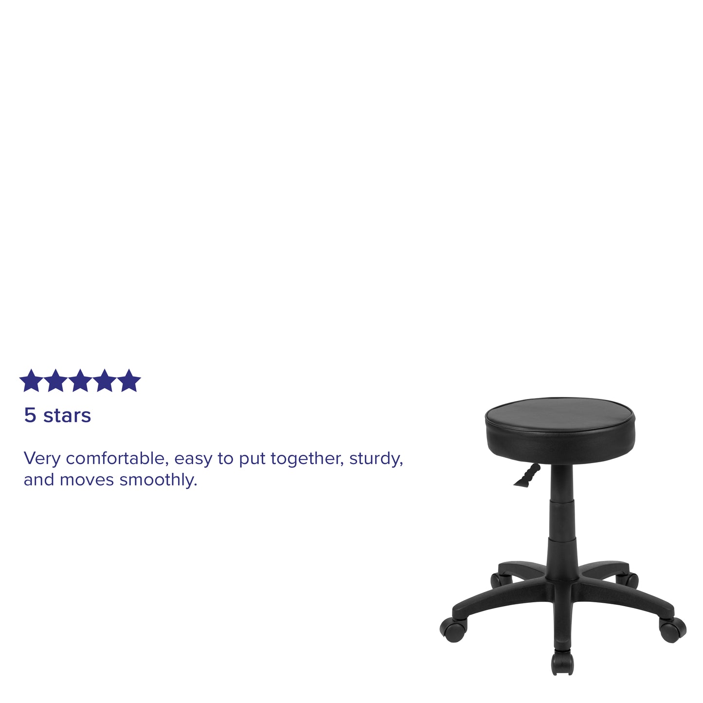 Baker Black Adjustable Doctors Stool on Wheels with Ergonomic Molded Seat Black