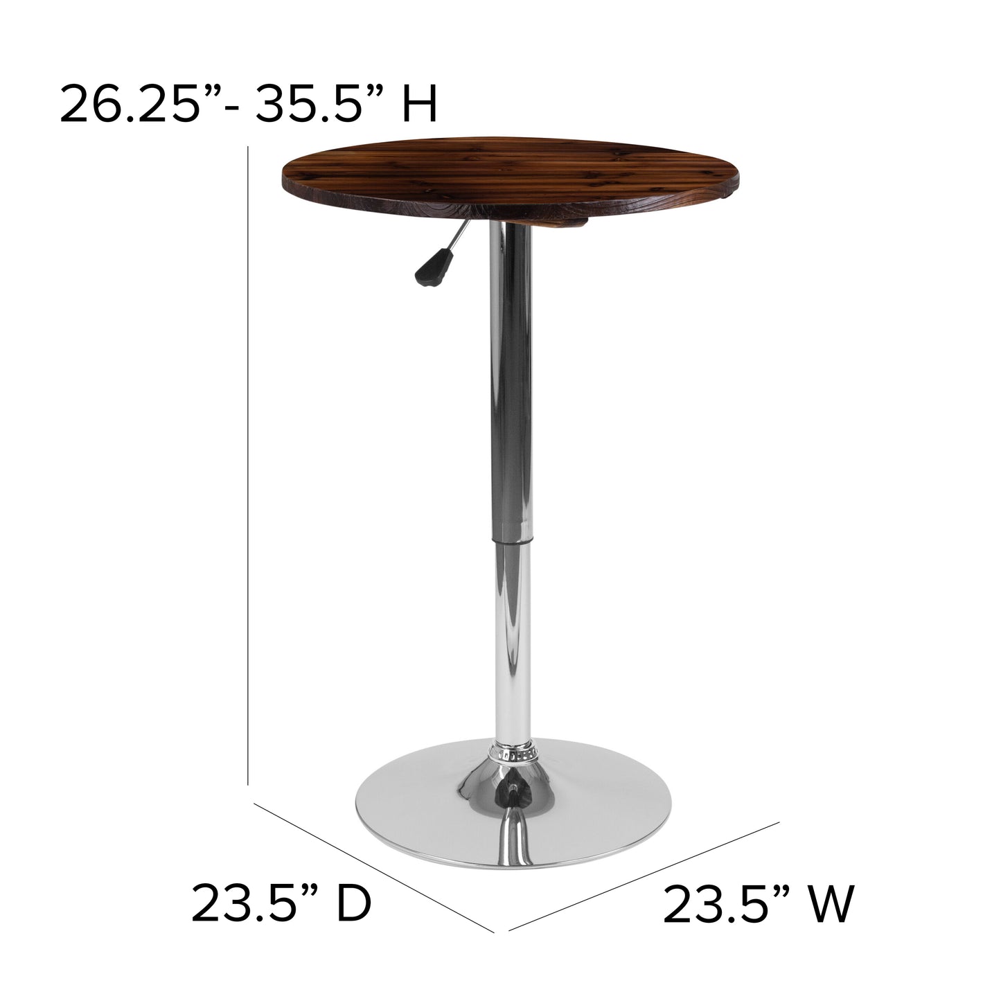 Hills 23.5'' Round Adjustable Height Rustic Pine Wood Table (Adjustable Range 26.25'' - 35.5'') Rustic Pine