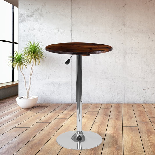 Hills 23.5'' Round Adjustable Height Rustic Pine Wood Table (Adjustable Range 26.25'' - 35.5'') Rustic Pine