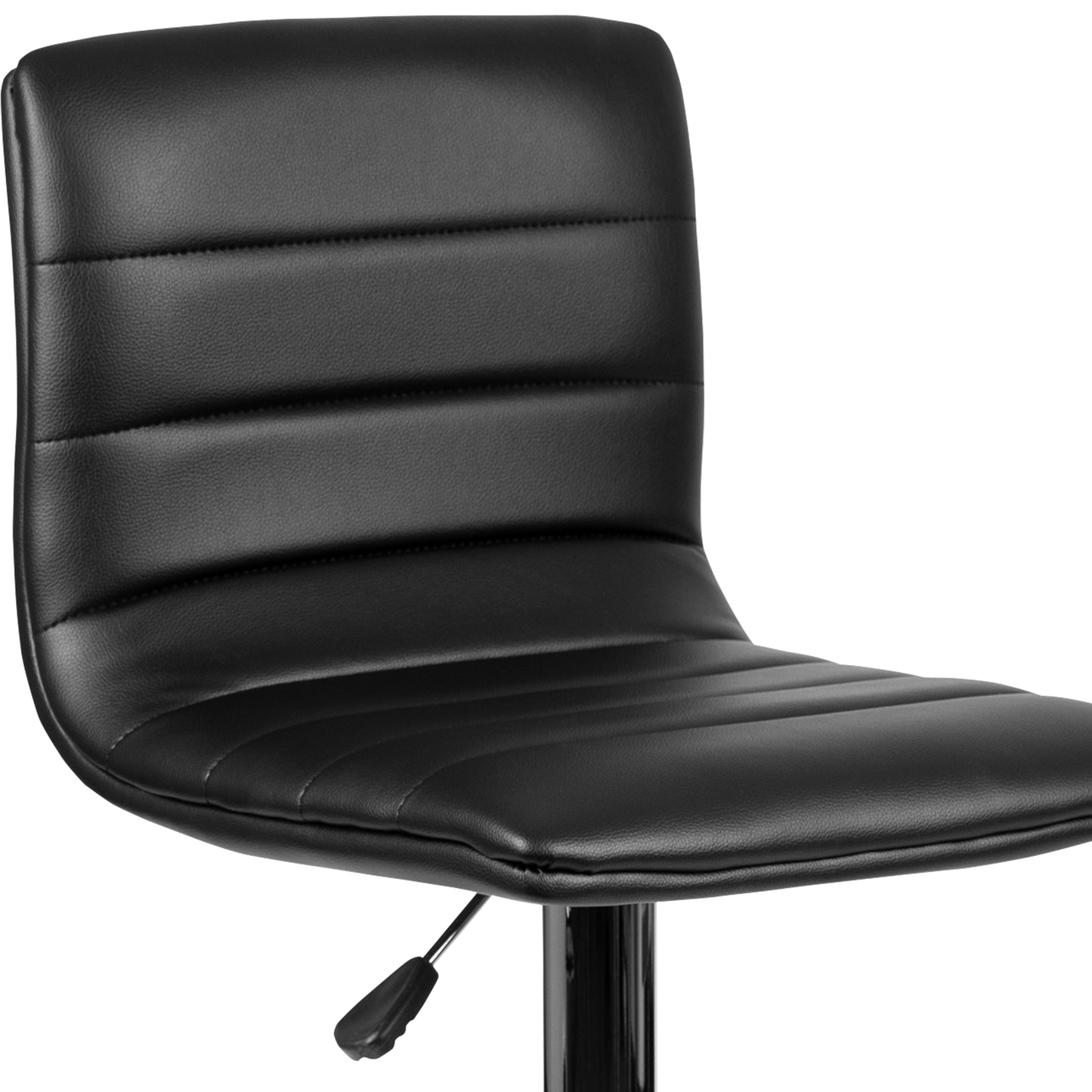 Vincent Modern Black Vinyl Adjustable Bar Stool with Back, Swivel Stool with Chrome Pedestal Base and Footrest Black Vinyl/Chrome Frame
