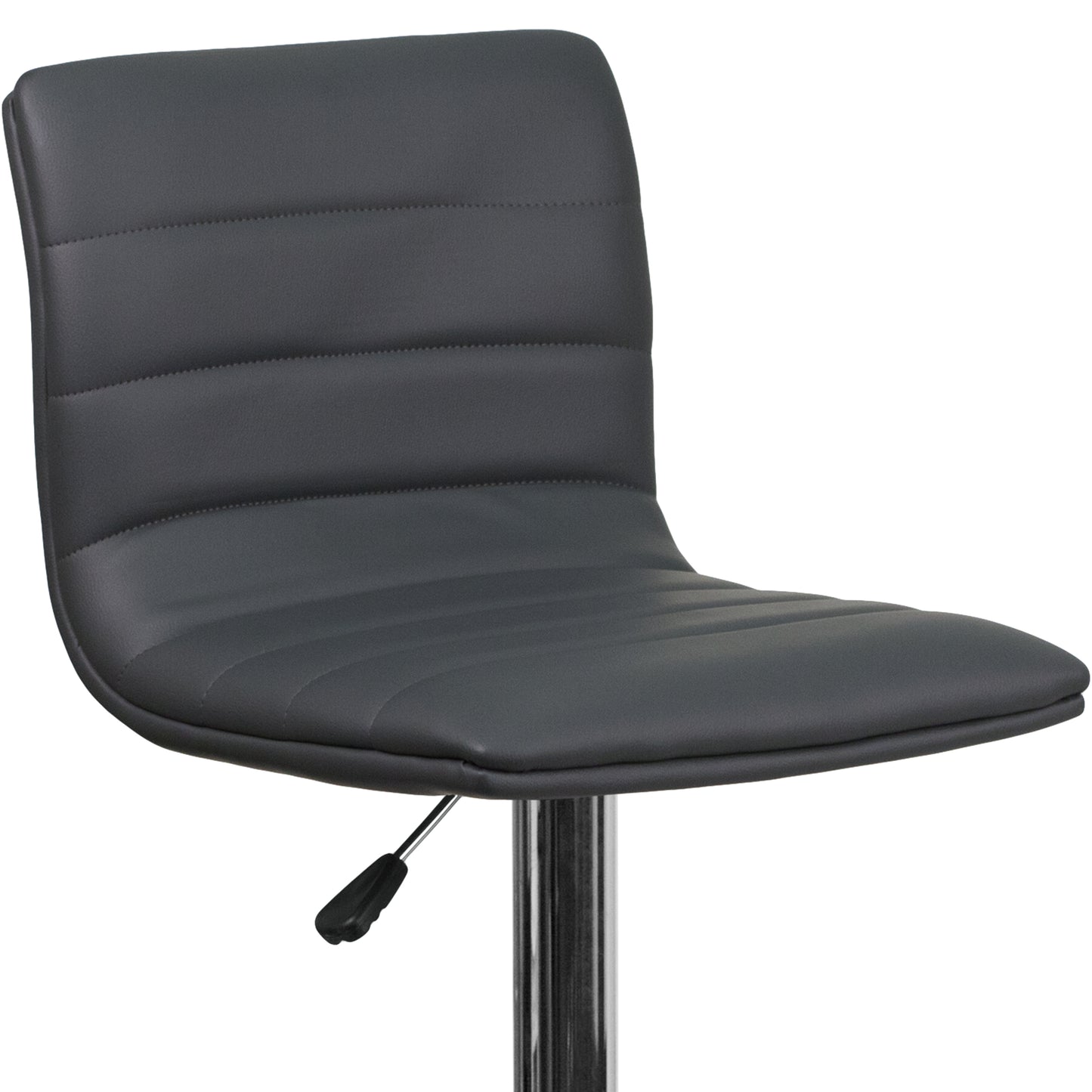 Vincent Modern Gray Vinyl Adjustable Bar Stool with Back, Swivel Stool with Chrome Pedestal Base and Footrest Gray Vinyl/Chrome Frame