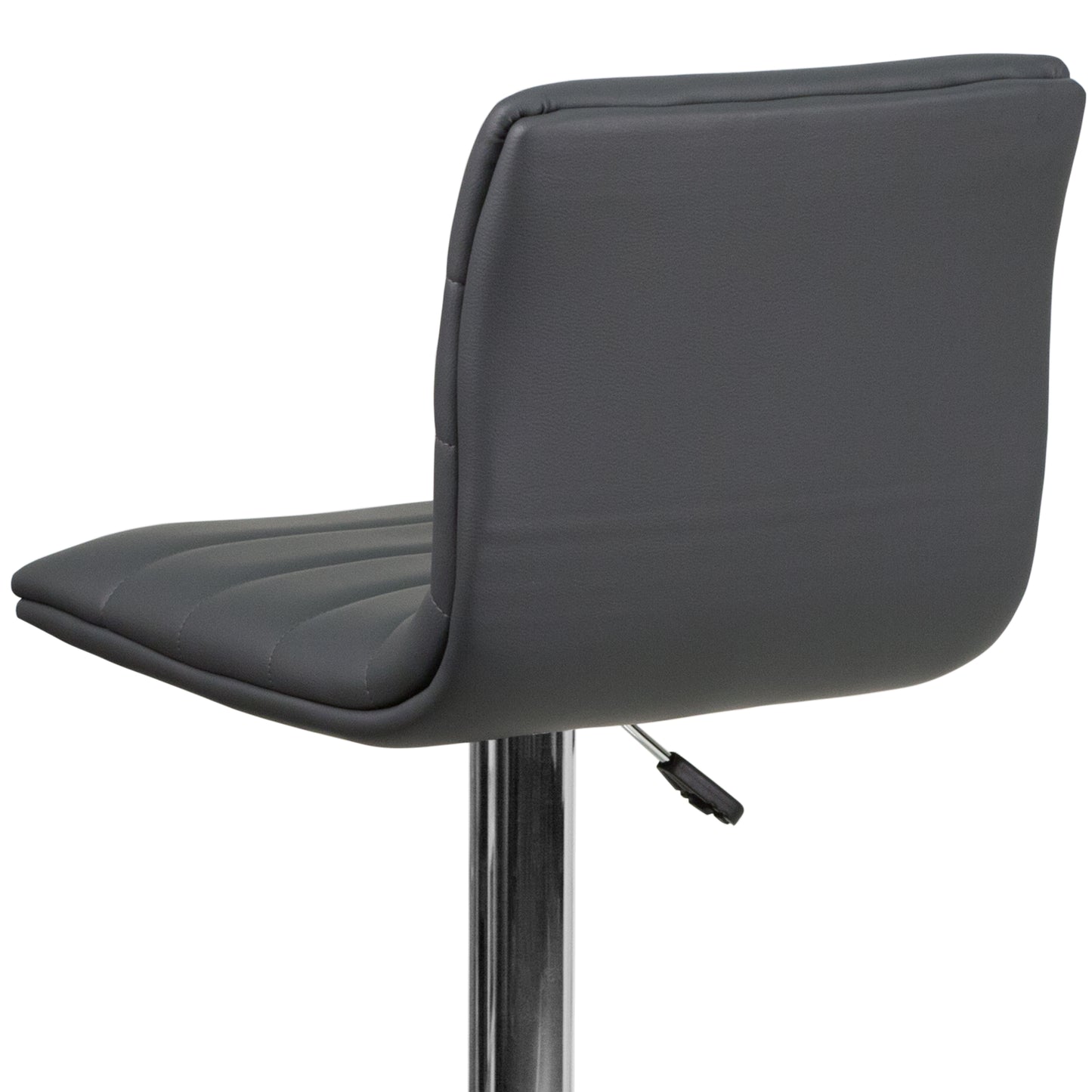 Vincent Modern Gray Vinyl Adjustable Bar Stool with Back, Swivel Stool with Chrome Pedestal Base and Footrest Gray Vinyl/Chrome Frame