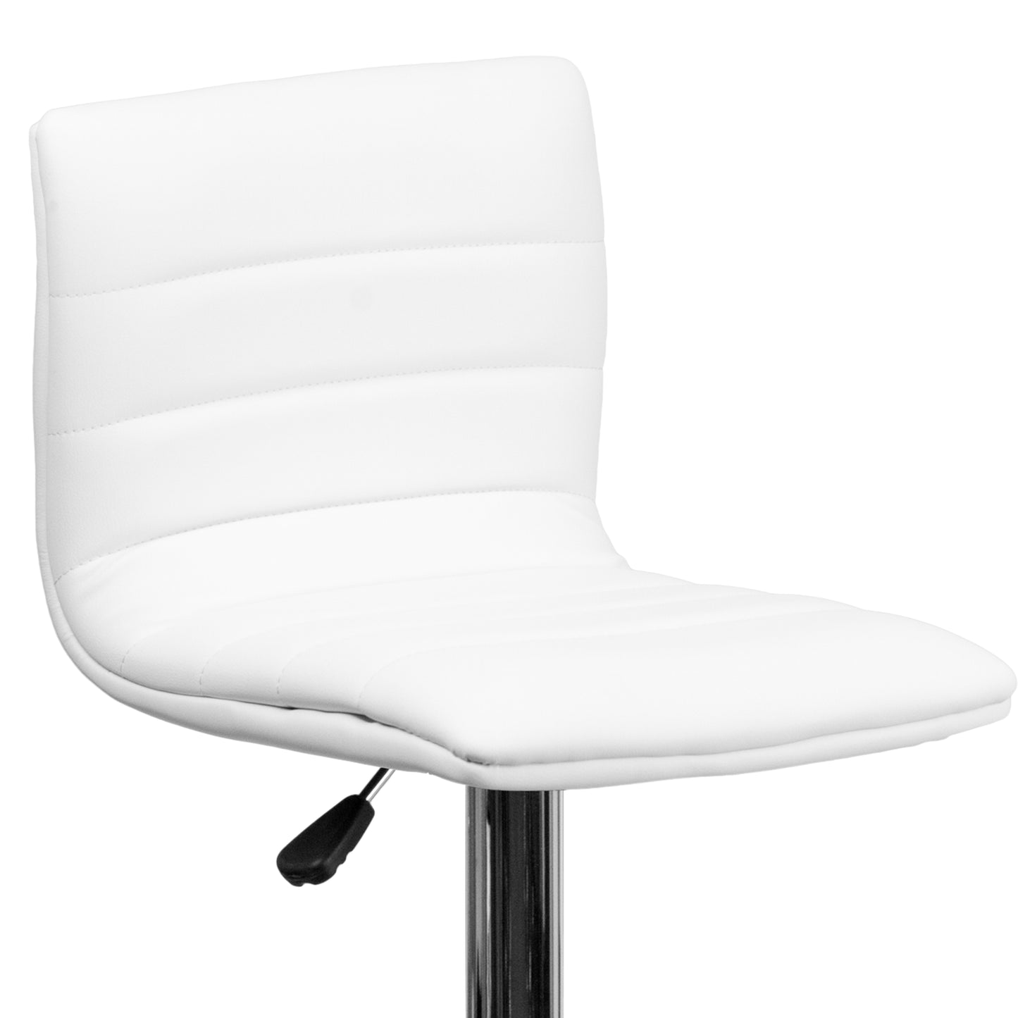 Vincent Modern White Vinyl Adjustable Bar Stool with Back, Swivel Stool with Chrome Pedestal Base and Footrest White Vinyl/Chrome Frame