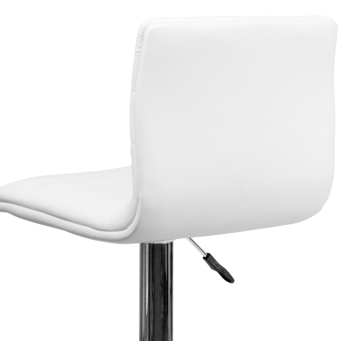 Vincent Modern White Vinyl Adjustable Bar Stool with Back, Swivel Stool with Chrome Pedestal Base and Footrest White Vinyl/Chrome Frame