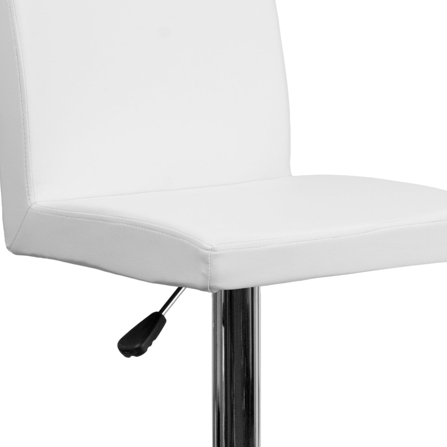 Betty Contemporary White Vinyl Adjustable Height Barstool with Panel Back and Chrome Base White