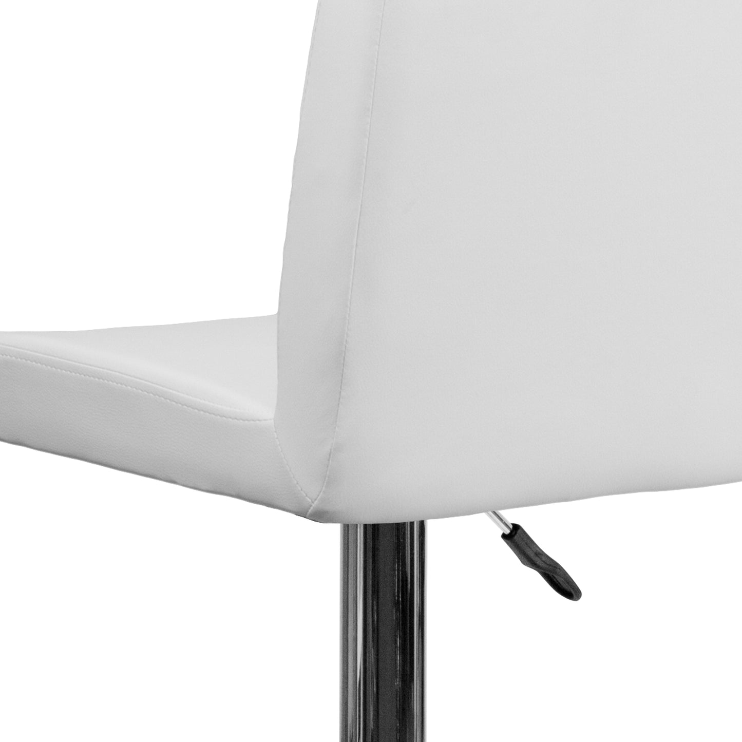 Betty Contemporary White Vinyl Adjustable Height Barstool with Panel Back and Chrome Base White