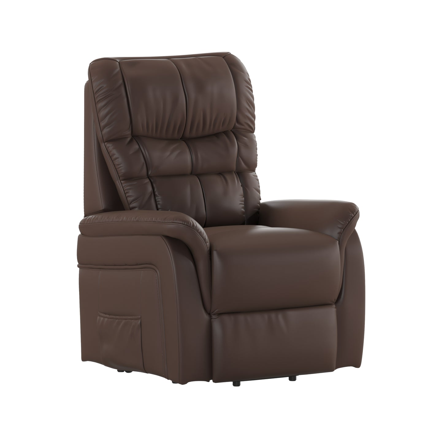 HERCULES Series Cognac LeatherSoft Remote Powered Lift Recliner for Elderly Cognac LeatherSoft