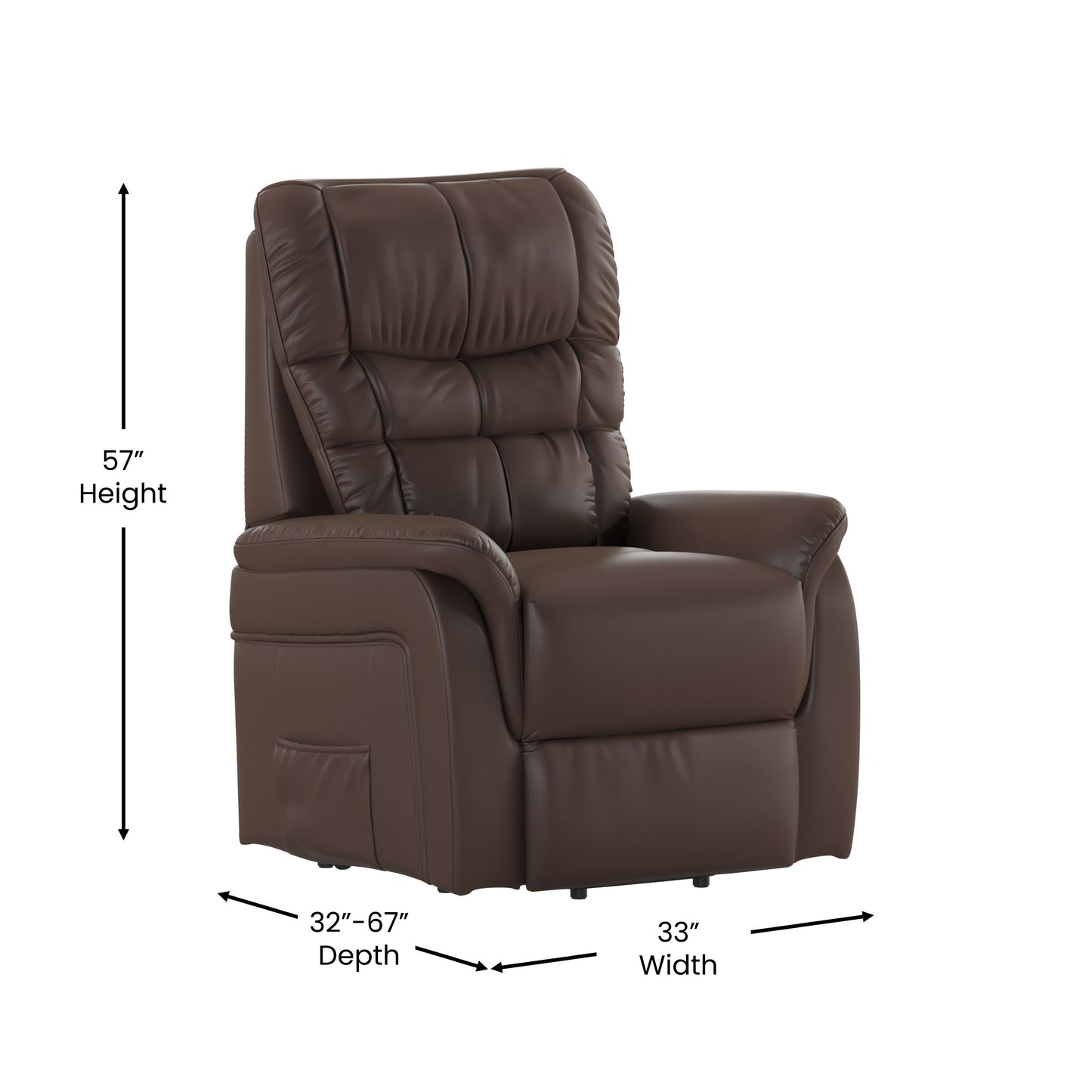 HERCULES Series Cognac LeatherSoft Remote Powered Lift Recliner for Elderly Cognac LeatherSoft