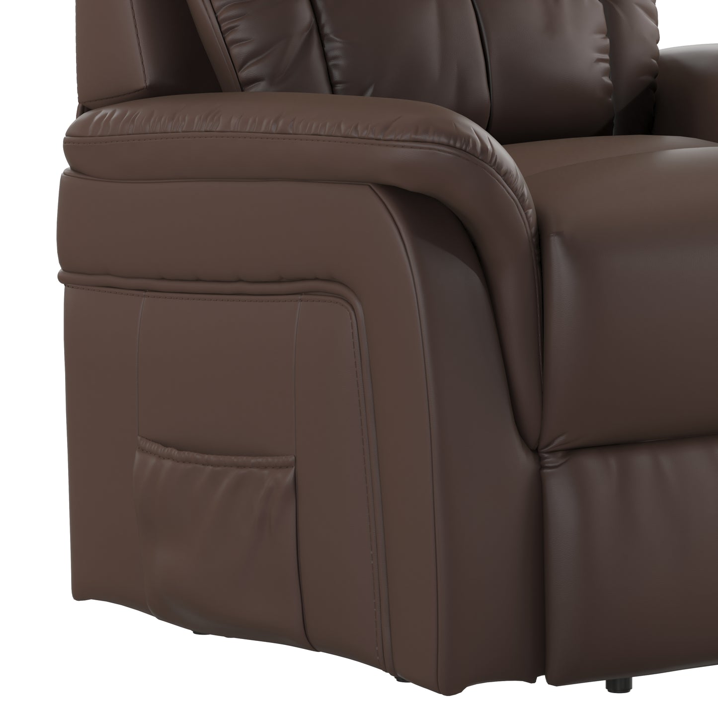 HERCULES Series Cognac LeatherSoft Remote Powered Lift Recliner for Elderly Cognac LeatherSoft