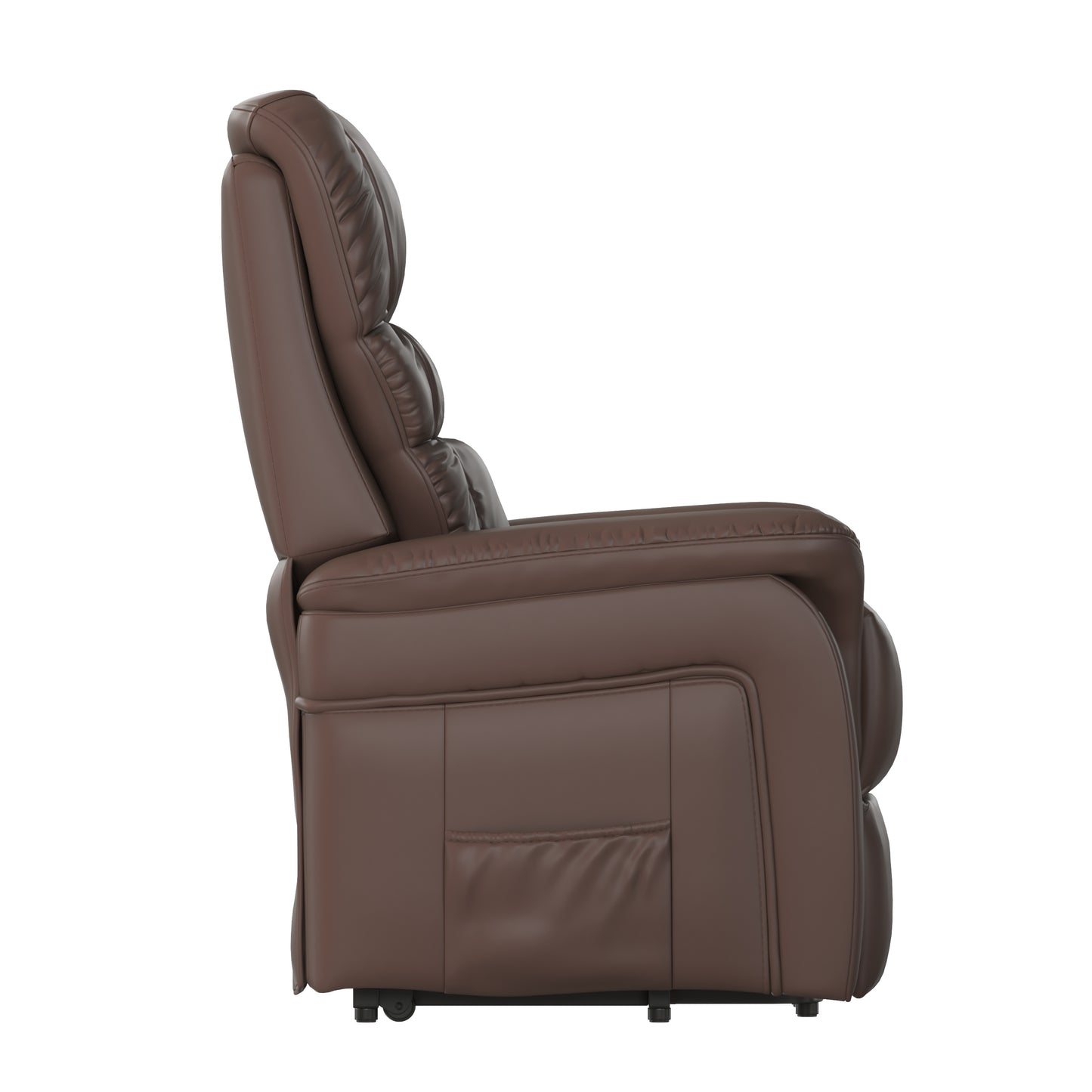 HERCULES Series Cognac LeatherSoft Remote Powered Lift Recliner for Elderly Cognac LeatherSoft