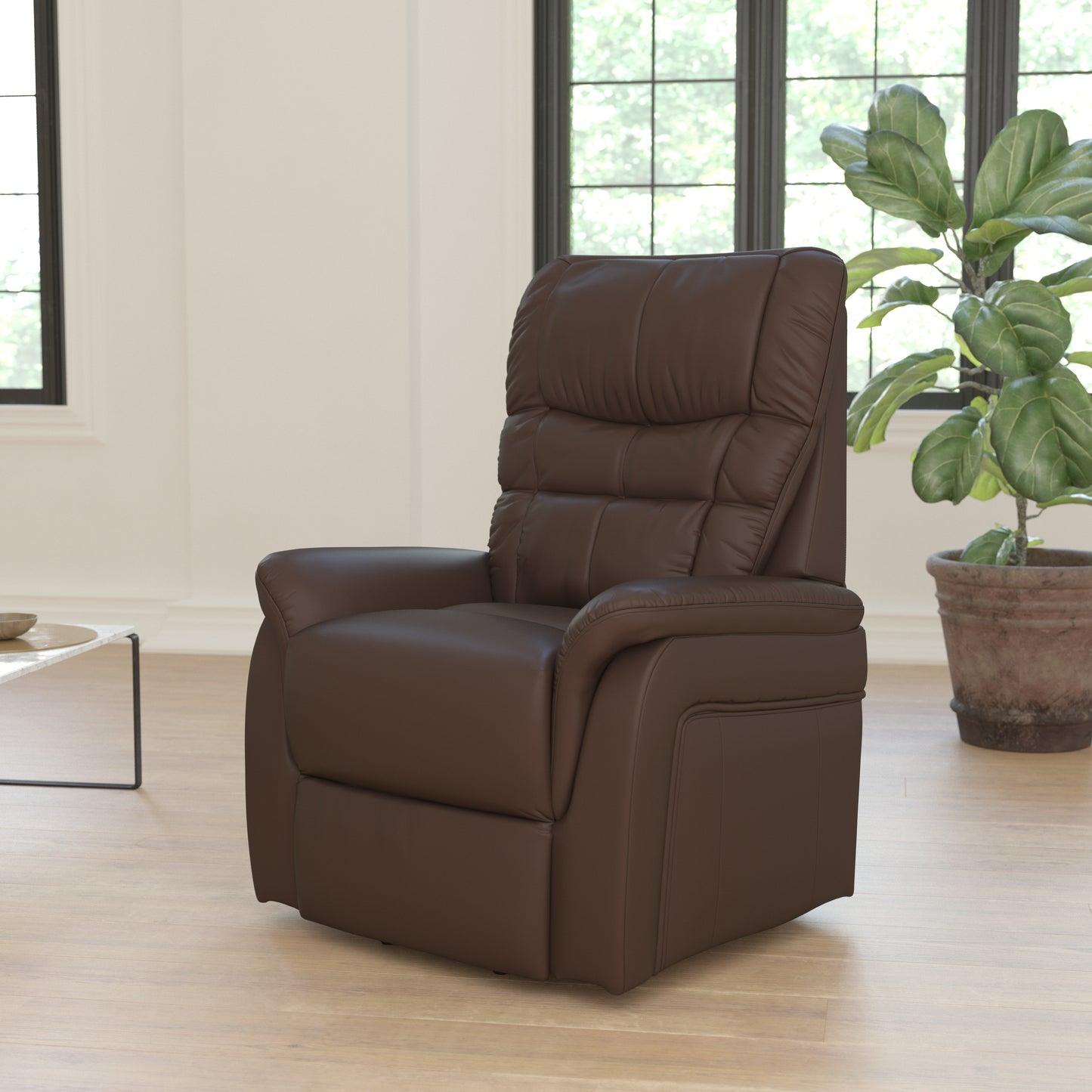 HERCULES Series Cognac LeatherSoft Remote Powered Lift Recliner for Elderly Cognac LeatherSoft