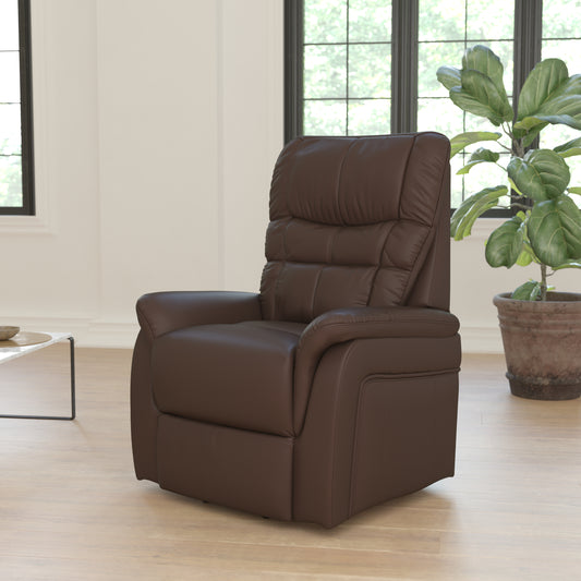 HERCULES Series Cognac LeatherSoft Remote Powered Lift Recliner for Elderly Cognac LeatherSoft