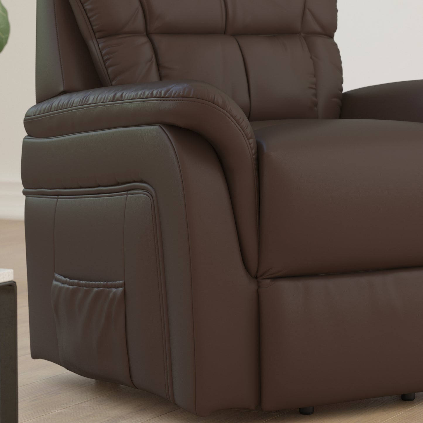 HERCULES Series Cognac LeatherSoft Remote Powered Lift Recliner for Elderly Cognac LeatherSoft