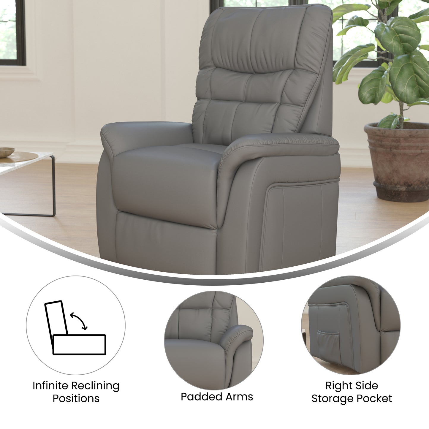 HERCULES Series Gray LeatherSoft Remote Powered Lift Recliner for Elderly Gray LeatherSoft